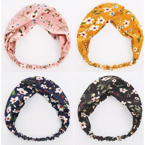 Cotton Cross Flower hair bands for Women sakura printing Headband Make up Headwear girls flower Hair Accessories FD15