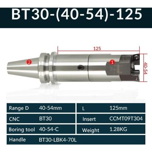 Handle BT30 and High precision RBH40-54 Twin-bit Rough smooth Boring Head cutter used for deep holes, for insert, boring tool