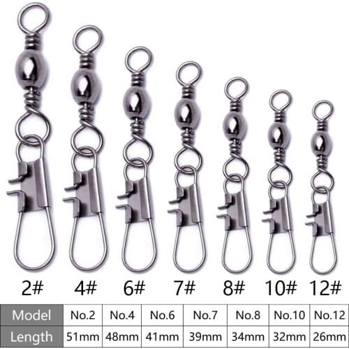 20pcs/Lot Stainless Steel Fishing Swivel Snap Ball Bearing Lock Rolling Connector Hooked Pin Fishhook Tackle Accessories