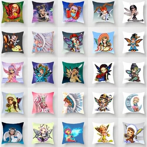 Butterfly Fairy Cushion Cover Home Decorative Pillow Case Sofa Car Cartoons Cushion Cove square Pillowcase Decoration 45x45cm