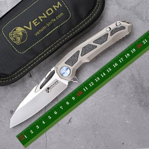 VENOM Nightmare Kevin John Original Flipper Folding Knife M390 Blade Titanium Alloy Handle Outdoor Camping Fruit Knife EDC Tools