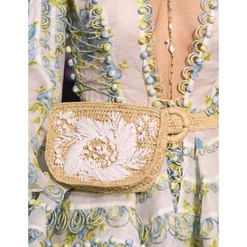 Flower Straw Waist Pack Men Women Can Be Fitted With Mobile Phone Keys Purse Grass Women Bag Bolso Borsetta Portmonetka