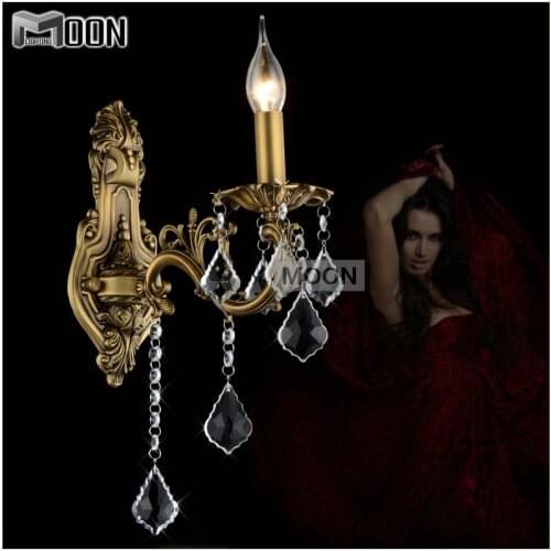 Modern 40W Crystal Wall Sconces Wholsale Wall lighting fixture Brass Color wall Lamp for Bathroom, Bedroom Free Shipping MB3134