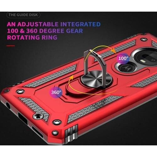 Super Shockproof Rotating Metal Ring Car Holder Mobile Phone Case For Moto G7 Plus Bracket Protective Case Cover