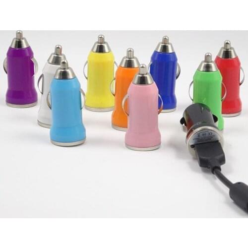 Universal Bullet Mini Colorful Car Charger USB Adapter for iPhone Xiaomi Samsung Tablet Mobile Smart Phone Chargers 100pcs