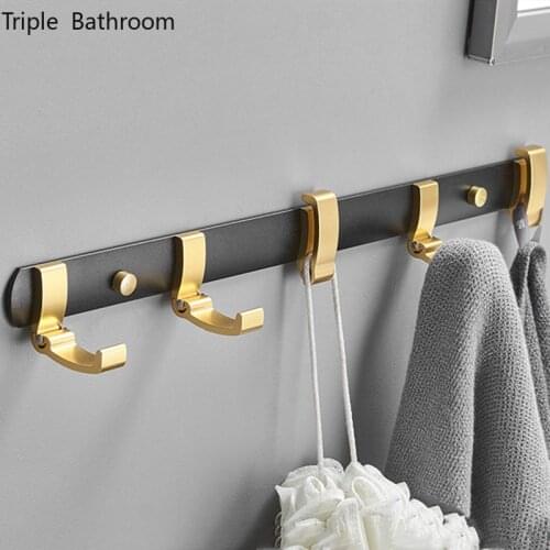 Bathroom Towel Rack Hook Aluminum Alloy Punch-free Bedroom Clothing Hooks Organizer Kitchen Tableware Storage Hook Up