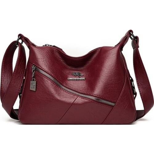 Women Leather Handbag High Quality Sac Female Messenger Bag Vintage Crossbody Shoulder Bag Ladies Soft Leather Hobos Bags Travel