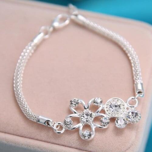 Stainless steel flower bracelet charm bracelet & bangles for women unique design chain Punk style fashion jewelry
