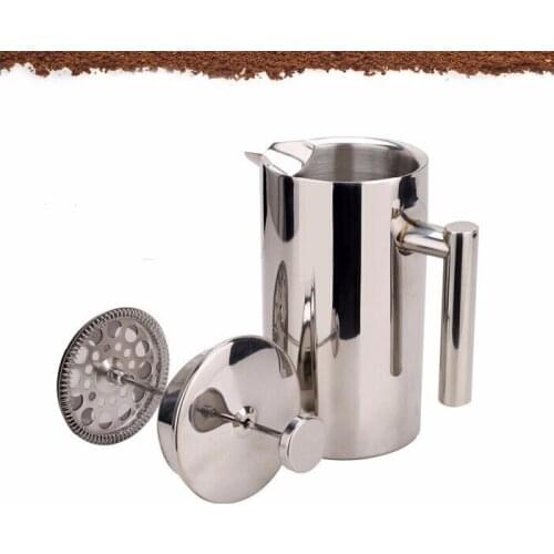 1pc 350/800/1000ml Double Wall stainless steel french press pot filter coffee plunger Anti-scald design Tea Maker 0831