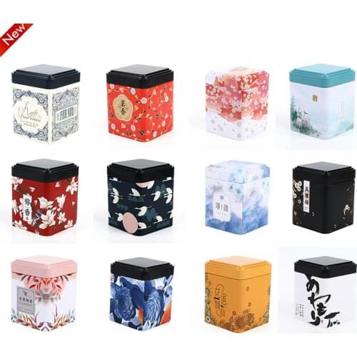1pc Tin Square Can Candy Iron Canister Vintage Tea Box Tea Sealed Box Kitchen Storage Container Jar