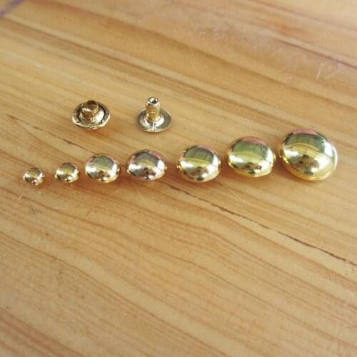 100 Pieces/Batch 6mm Mushroom Rivets Round Rivets Copper Faced Iron Leather Craft Wallet Fastening Buttons