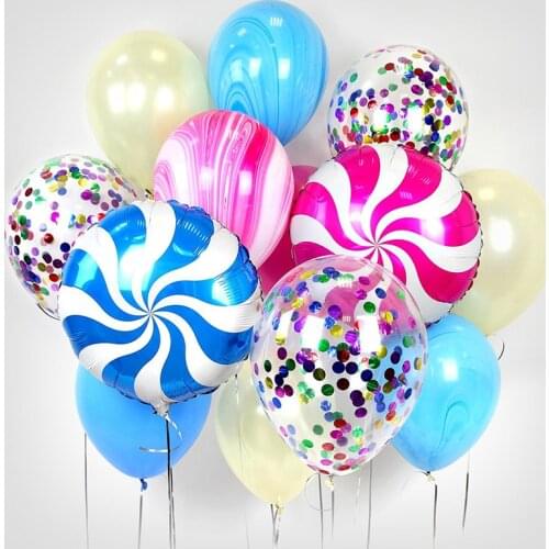 13pcs/set 18inch Lollipop Star Balloons Set Confetti Agate Balloon Balls Baby Shower Kids Adult Birthday Party Decor Wedding