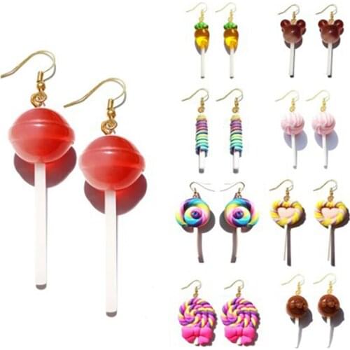 2021 Spring and Summer Resin Lollipop Drop Earrings Jewelry Custom Modeling Fashion Cute Women Earrings Marshmallow Jewelry Gift