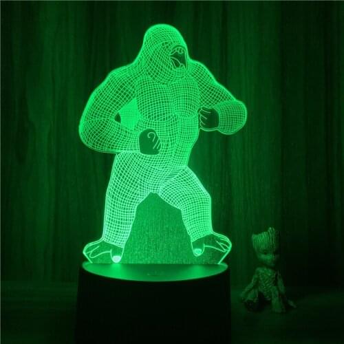 3D Lamp Action Figure Animal Gorilla Roaring LED NightLight 7 Colors Touch Table Room Decor Night Light Model