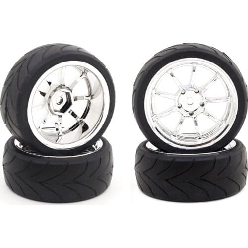 4PCS 65*22mm Soft Rubber Wheel Rims and Tires for RC 1: 10 HSP 94123 94122 RC Car Replacement Accessories Upgrade Parts