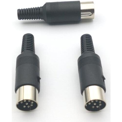 50 pcs 8 Pin DIN Plug Connector with black Plastic Handle Male