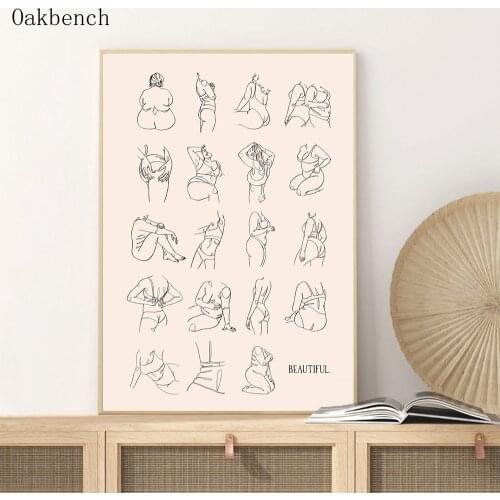 Abstract Canvas Painting Line Drawing Print Sexy Girl Poster Nude Posters Toilet Prints Nordic Wall Pictures Bathroom Decoration