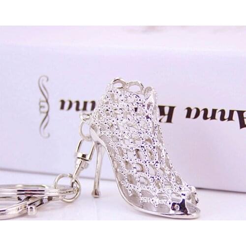 Hollow Out High Heel Shoes Keychain Cute Creative Purse Bag Buckle HandBag Pendant For Car Keyring Holder Women Girl Gift
