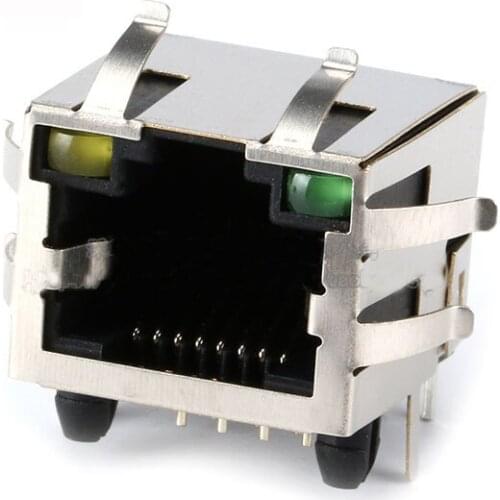 Free shipping 100pc with led RJ45 Shielded network outlet RJ45 8P Cable connector short model Crystal Head with LOCK