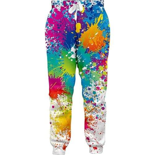 PLstar Cosmos Brand Trousers Paint Splatter 3D Printed Men Joggers Pants Rainbow Streetwear Cool Unisex Casual Sweatpants MPK-01