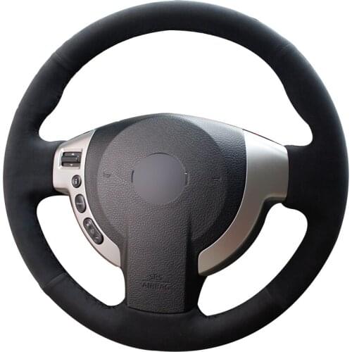 Black Suede Car Steering Wheel Cover for Nissan QASHQAI X-Trail NV200 Rogue
