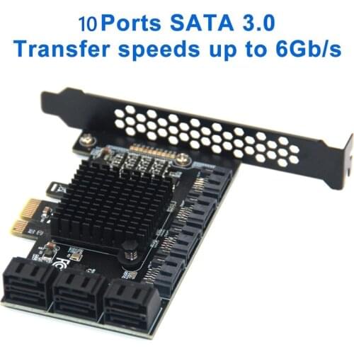 Chia Mining SATA PCIE 1X Adapter 6/10 Ports PCI-E X1 to SATA 3.0 6Gbps Riser Expansion Card for Desktop PC Computer Add On Cards