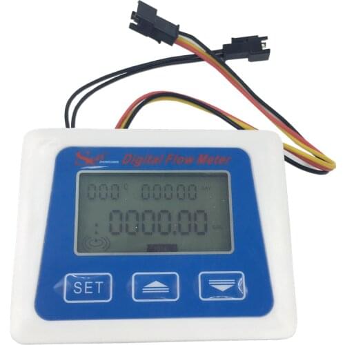 Digital Flow Meter Display flowing rate temperature measure Turbine sensor total Liter Gal