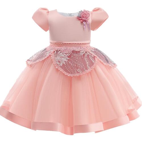 2021 Vintage Lace Short Sleeve Kids Wedding Pageant Dress For Girl Children Costume Beads Party Flower Princess Dresses Girls