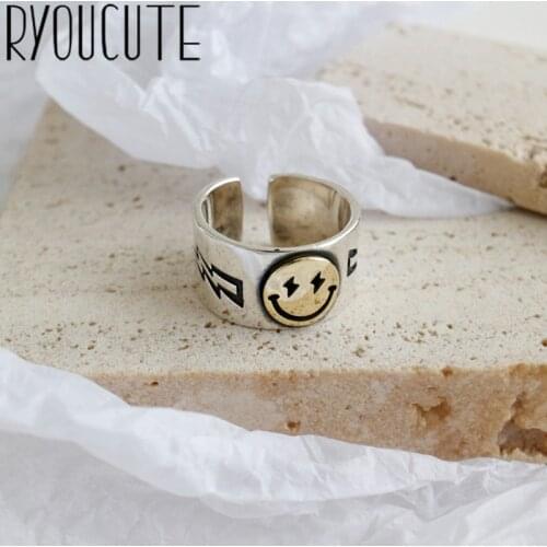 Hot Sale Romantic Silver Color Large Smile Face Finger Rings for Women Jewelry Christmas Gift Dropship
