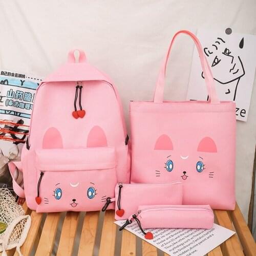 Canvas childrens schoolbag female Korean Harajuku primary and secondary school students backpack female lightweight backpack
