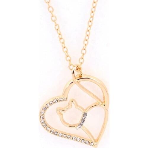 Hzew heart cat pendant necklace cute cat necklaces