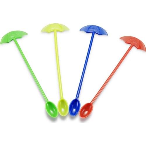 Bar Barware Tools color Umbrella Plastic Disposable Coffee Ice Spoon Cocktail Tea Milk Long Mixing Stirring Rod 200pc/lot