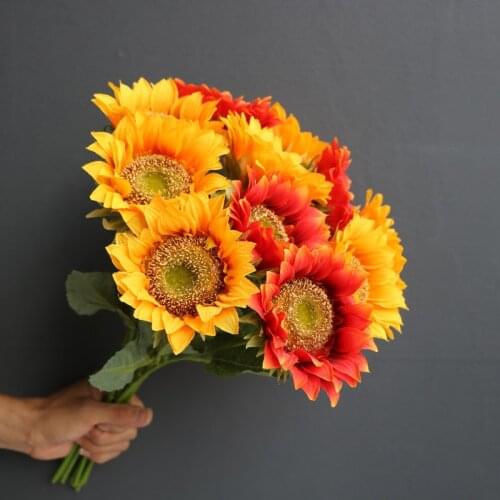 Artificial Sunflower Flowers Bouquet Silk Fake Flower High Quality Flores for Home Garden DIY Wedding Decoration Home Decor