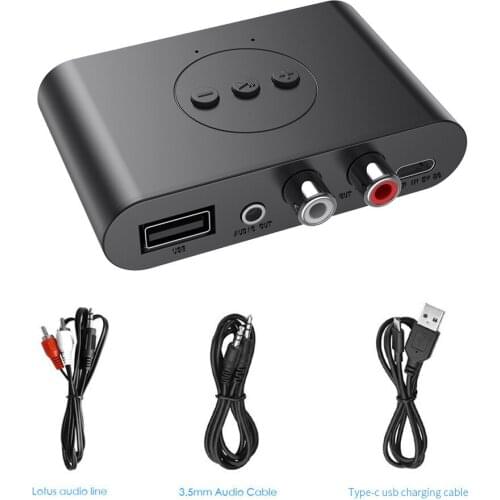 Kebidu 1 real AUX Jack Speaker Amplifier RCA/NFC Wireless 5.0 Bluetooth adapter Music Stereo receiver transmitter 3.5mm