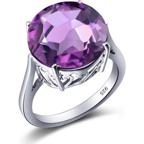 Szjinao Purple Amethyst Ring Silver 925 Rings For Women Platinum Designer Jewelry Round Gem Bohemia Party Costume Accessories