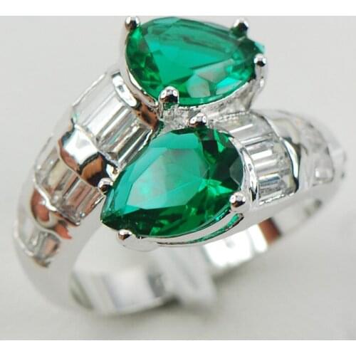 Simulated Emerald Fashion Women 925 Sterling Silver Ring F959 Size 6 7 8 9 10