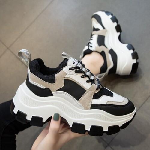 Moipheng Platform Sneakers Woman White Thick Bottom Casual Shoes Ladies 2020 Chunky Sneakers Shoes for Women Black Zapatos Mujer