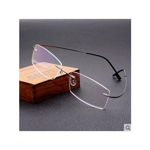 Memory metal Men/Women Business Titanium alloy glasses frame rimless optical myopia frame prescription lens only 7g