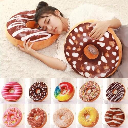 Cute Donuts Pillow Chocolate Donuts Plush Macaron Food Cushion Nice Bottom Cushion Nap Pillow Doughnut Coussin