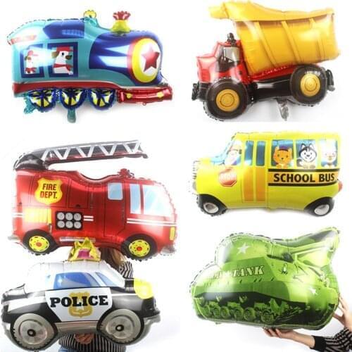 Cute Toy Car Foil Ballon Baby Shower Boy Tank Plane Ambulance Bus Fire Truck Train Cars Balloons Birthday Party Kids Decorations