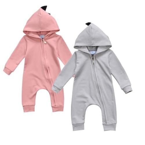 Cute Newborn Baby Boy Girl Clothes Zipper Dinosaur Long Sleeve Romper Jumpsuit Outfits Clothes Costume
