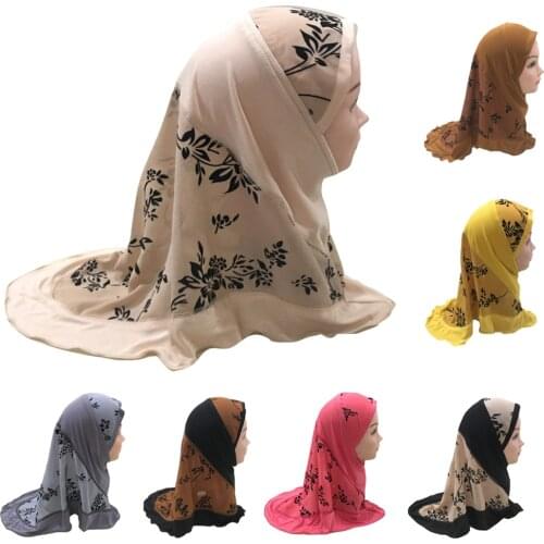Muslim Kids Girls Hijab Hat One Piece Amira Islamic Instant Ready To Wear Hijabs Headscarf Turban Caps Scarf Shawl Wrap Prayer