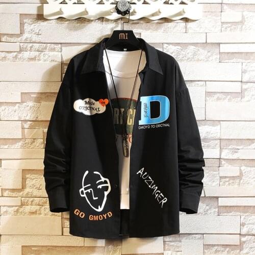 Mens Long Sleeve Punk Shirt Loose Japanese Streetwear Fashion 2021 HIP HOP Casual Shirts Plus Asian Size M-5XL