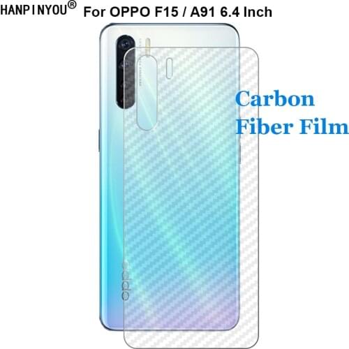 For OPPO F15 / A91 6.4" Durable 3D Anti-fingerprint Soft Carbon Fiber Back Film Rear Screen Protector Sticker Guard (Not Glass)