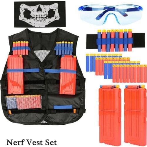 Boys Hunting Vest Tactical Vest Kit Safety Vests Adjustable with Storage Closing Pockets Fit for Nerf N-Strike Elite Team Games