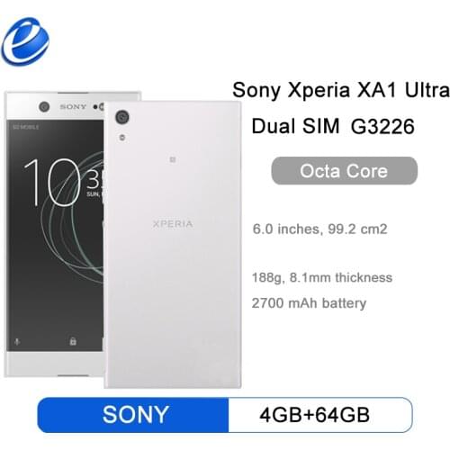 Original Sony Xperia XA1 Ultra dual sim G3226 Mobile Phone 4GB RAM 64GB ROM 6" Octa core 23MP 16MP NFC 4G Smartphone
