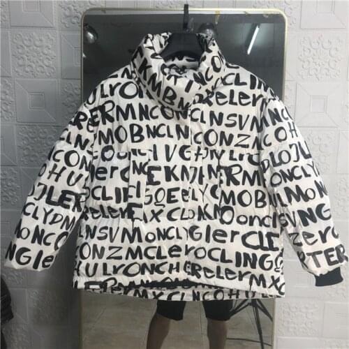 Winter Short Parka %90 White Duck Down Coat Women New Thick Letters Loose Bread Shiny Winter Down Jacket Women Streetwear
