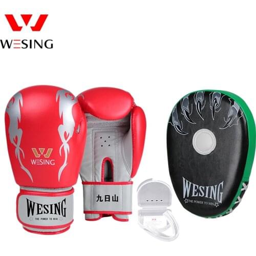 Wesing 6OZ Kids Boxing Gloves, Mouth Guard, Focus Mitts Set Muay Thai MMA Sparring Kickboxing Training Gear Equipment