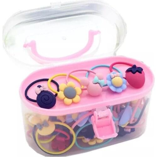 40Pcs/Lot Girls Hair Accessories Gift Box Elastic Hair Bands Flower Hair Clip Bows New Headband Hairband Cute Hairbands For Kids