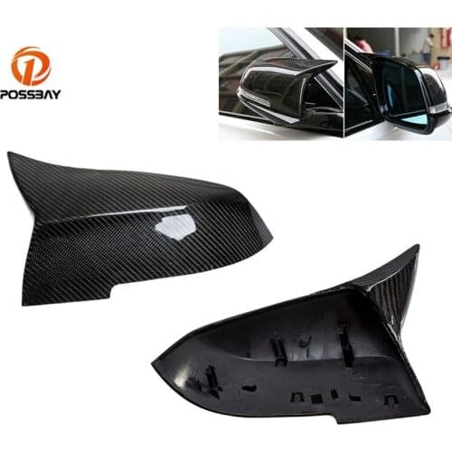 POSSBAY 2Pcs Rearview Mirror Cover Carbon Fiber Side Wing Rear View Mirror Case for BMW 1-Series F20 5-door Hatchback 2012-up